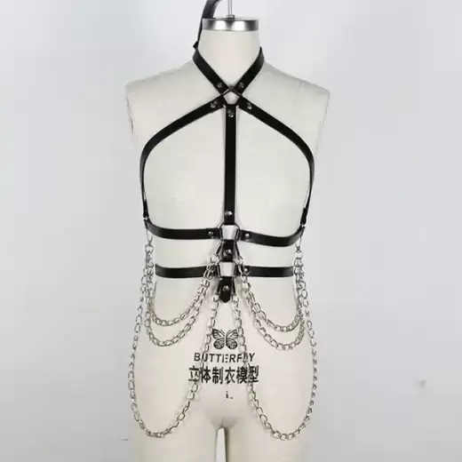 Harness Sexy Garter Belt Woman Leather Fetish Body Bondage