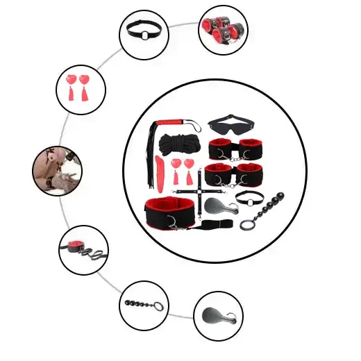 Luxury 12Pcs Leather Bdsm Bondage Kit