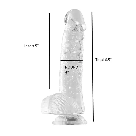 6.5 Inch Transparent Suction Slim Dildo