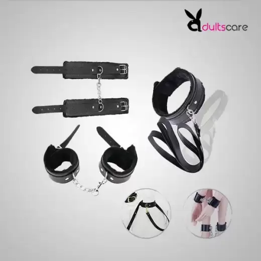 New Luxury Dog Slave Handcuff With Leg Spreader Ankle Cuffs Kit