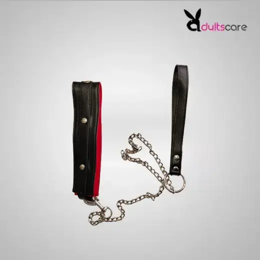 Pu Leather collar and chain leash set