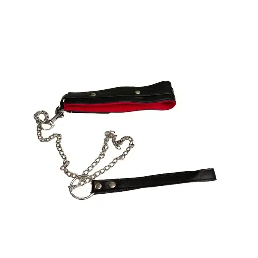 Pu Leather collar and chain leash set
