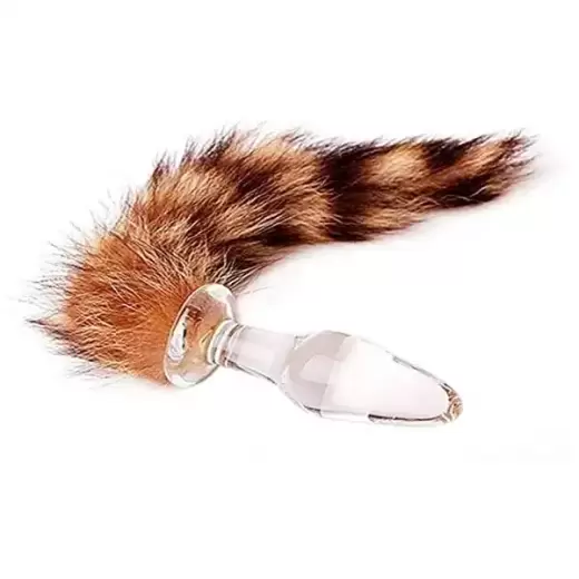 Raccoon Tail Glass Anal Plug Massager