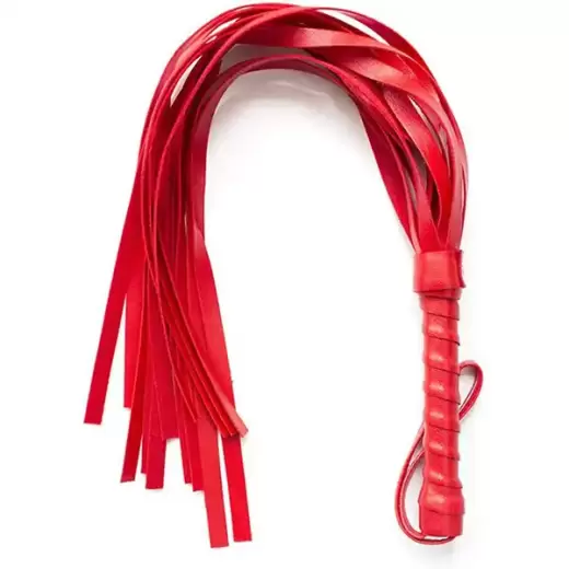 Red Faux leather whip with tassels for couples