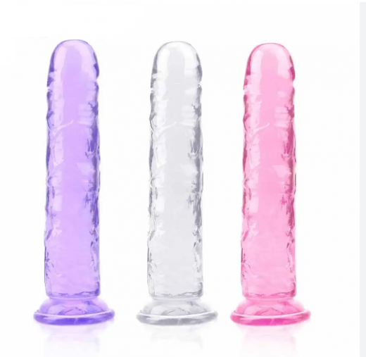 Erotic Soft Jelly Anal Dildo Realistic Penis With Strong Suction Cup