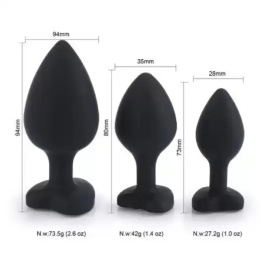 3PCS Silicone Anal Plug Training Kit with Heart Shaped