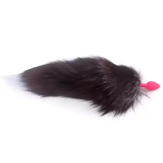 Silicone Butt Plug Black Fox and Smooth Fur