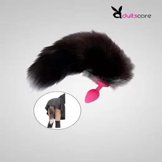 Silicone Butt Plug Black Fox and Smooth Fur
