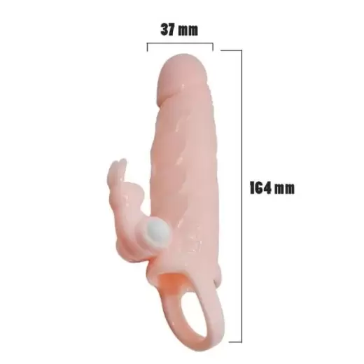 Soft Silicone Penis Extender Sleeve Dual Vibrator