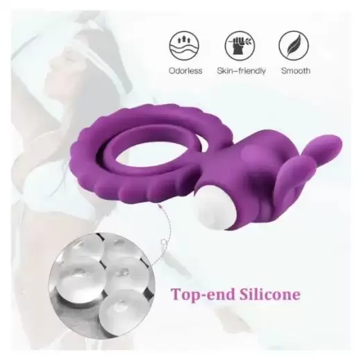 Soft Rabbit Vibrating Cock Ring For Men