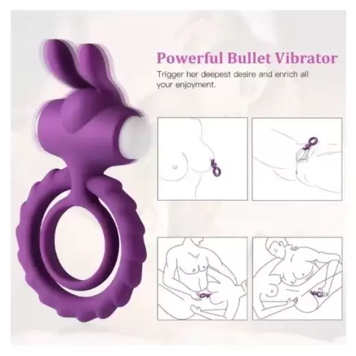 Soft Rabbit Vibrating Cock Ring For Men