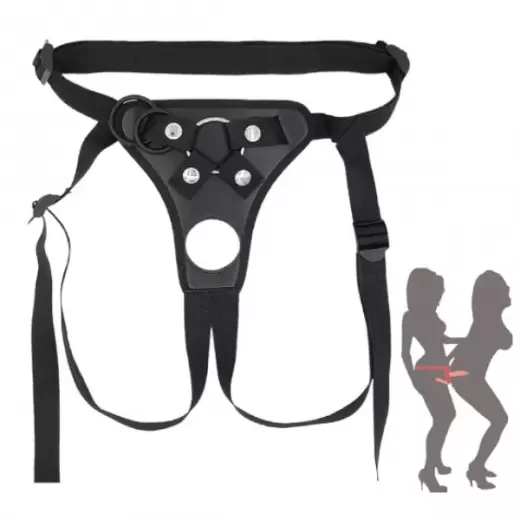 Adjustable Strap-on Double Dildo Hole Harness Lesbian Couple Belt