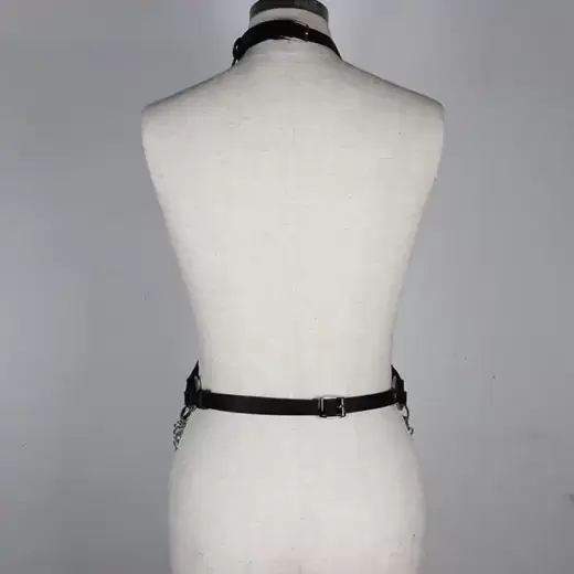 Women Sexy Leather Body Harness Bondage Chain Waist Belt Strap Corset Bustier