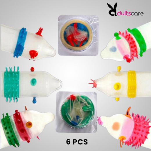 6PCS Ribbed Dotted Spike Condom