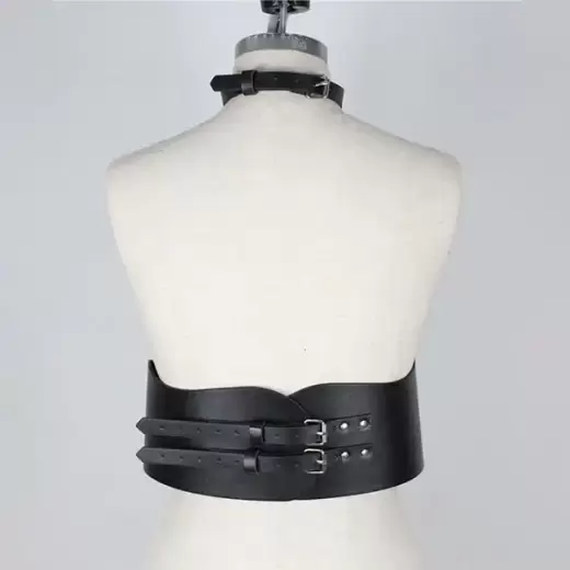 Leather belt harness bust body garters bondage choker