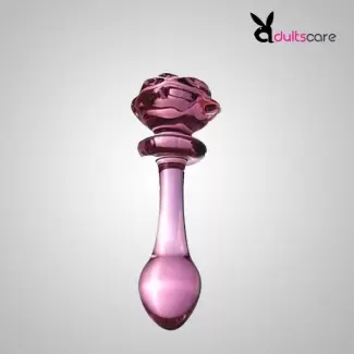 PINK ROSE CRYSTAL GLASS ANAL PLUG