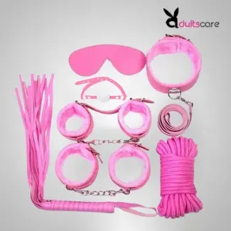 7 Pcs Pink Color Bondage Women Sex BDSM Restraint Set