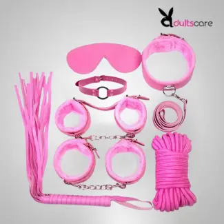 7 Pcs Pink Color Bondage Women Sex BDSM Restraint Set