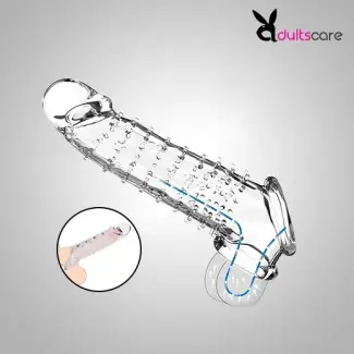 8 Inch Reusable Transparent Texture Men Penis Enlargement Sleeve