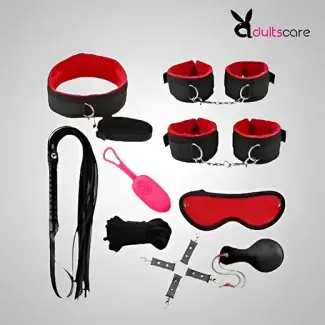 9Pcs Luxury Black/Red BDSM Kit