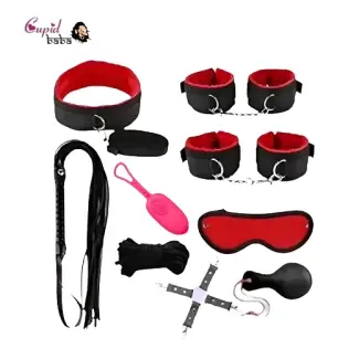9Pcs Luxury Black/Red BDSM Kit