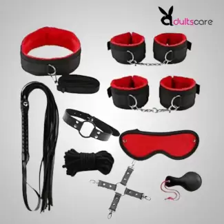 9Pcs Luxury Black/Red BDSM Kit