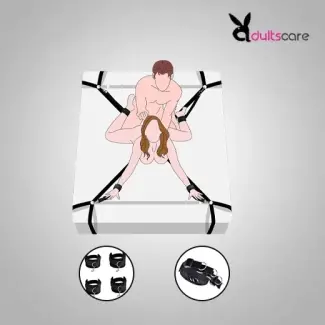 Bed Restraints with Hand Cuffs & Ankle Cuff Premium Straps Bondage