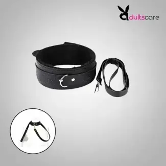 Black Collar with Leash Fetish BDSM Dog Slave