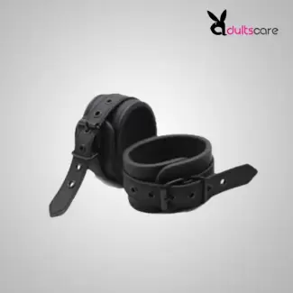 Black Leather BDSM Bondage Handcuffs