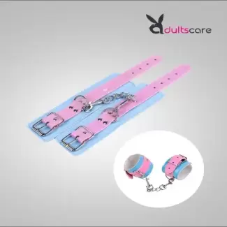 Bondage Restraints Blue & Pink PU Leather Hand Cuffs