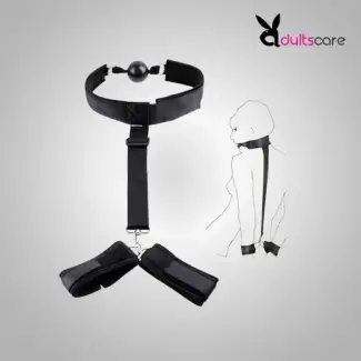 Collar Ring Mouth Gag & Handcuffs Restraints
