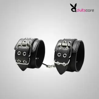 Fetish Black Leather Wrist Restraints Sexy Costume Cosplay Slave Hand Cuffs