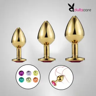 Golden 3 Pcs Luxury Round Shaped Anal Butt Plug
