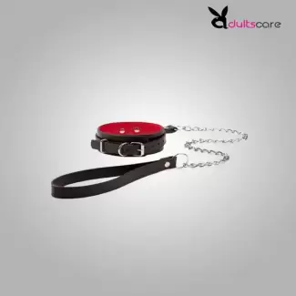 Pu Leather collar and chain leash set