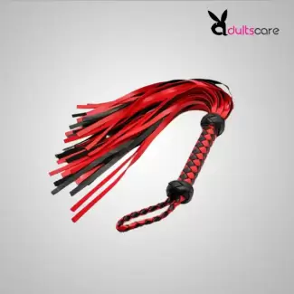 Red-Black Leather Weave Whip
