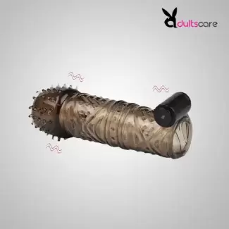 Reusable Penis Enlargement Condom Sleeve Men Delay Ejaculation with Vibrator