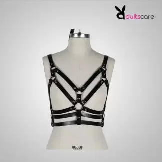 Sexy Chest Harness Leather Bandage Strappy Rave Bra for Women