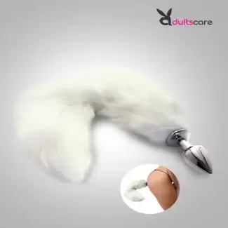 White Fox Tail Butt Plug