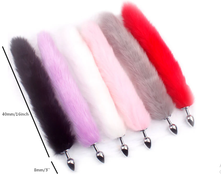 Red Fox Tail Stainless Steel Anal Plug