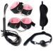Pink & Black 7 Pcs set BDSM Bondage Kit Handcuffs