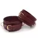 Burgundy Bondage Leather Restraint Set, Cuffs, and Collar