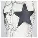 Sexy Star Faux Leather Body Harness Metal Chain Crop Top For Women