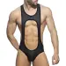 Men Faux Leather Open Butt Bodysuit