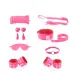 Pink & Black 8 Pcs set BDSM Bondage Kit Handcuffs