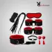 Red & Black 8 Pcs set BDSM Bondage Kit Handcuffs