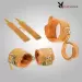 YELLOW LUXURY DOG SLAVE,HANDCUFF WITH LEG SPREADER ANKLE CUFFS KIT